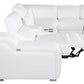 White Italian Leather Power Reclining L Shaped Six Piece Corner Sectional With Console