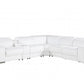 White Italian Leather Power Reclining L Shaped Six Piece Corner Sectional With Console