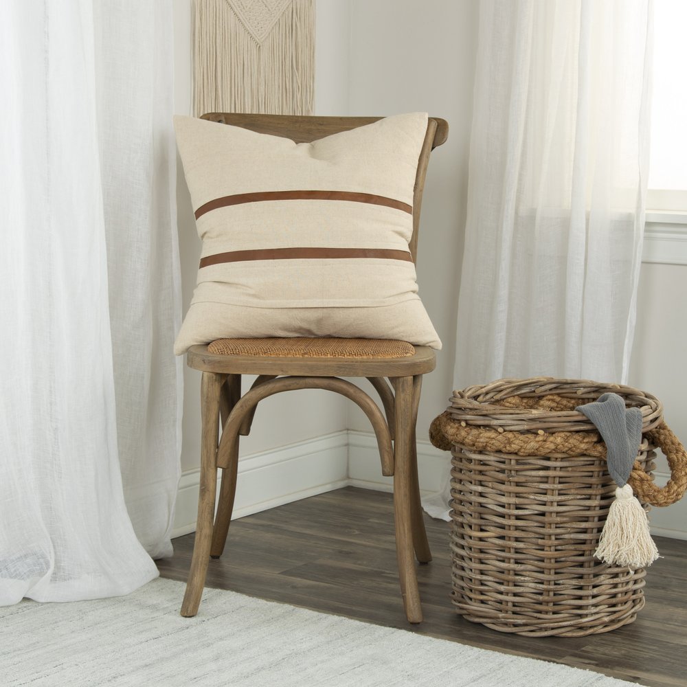 20" Ivory and Brown Cotton Blend