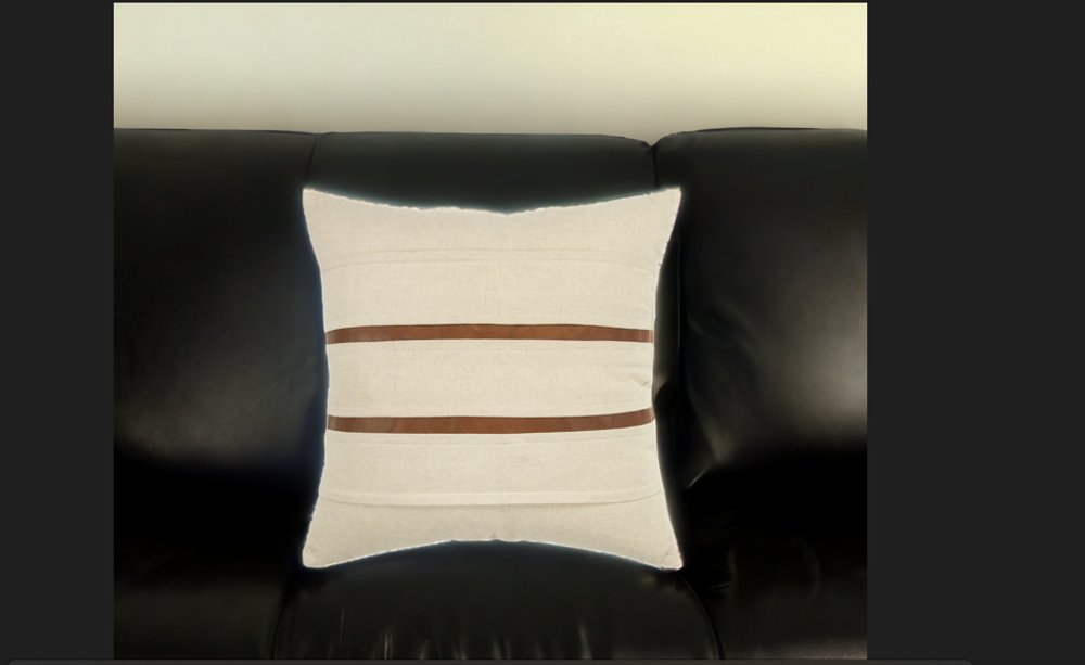 20" Ivory and Brown Cotton Blend