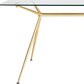 60" Clear And Gold Glass And Steel Dining Table
