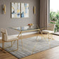 60" Clear And Gold Glass And Steel Dining Table