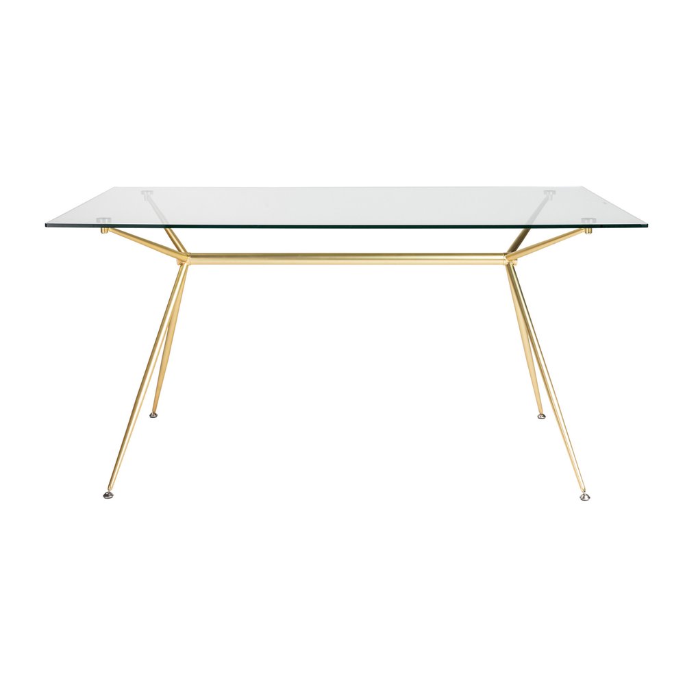 60" Clear And Gold Glass And Steel Dining Table