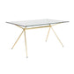 60" Clear And Gold Glass And Steel Dining Table