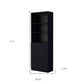 71" Black Five Tier Bookcase with Two doors