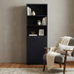 71" Black Five Tier Bookcase with Two doors