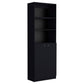 71" Black Five Tier Bookcase with Two doors