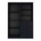 Set of Two 71" Black Bookcase With Two Doors