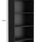 Set of Two 71" Black Five Tier Bookcase With Two Doors