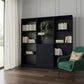 71" Black Five Tier Bookcase with Two doors