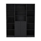 Set of Three Black Five Tier Bookcases with Two Doors