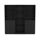 71" Black Five Tier Bookcase with Four doors