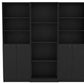 71" Black Five Tier Bookcase with Four doors
