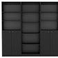 71" Black Five Tier Bookcase with Four Doors