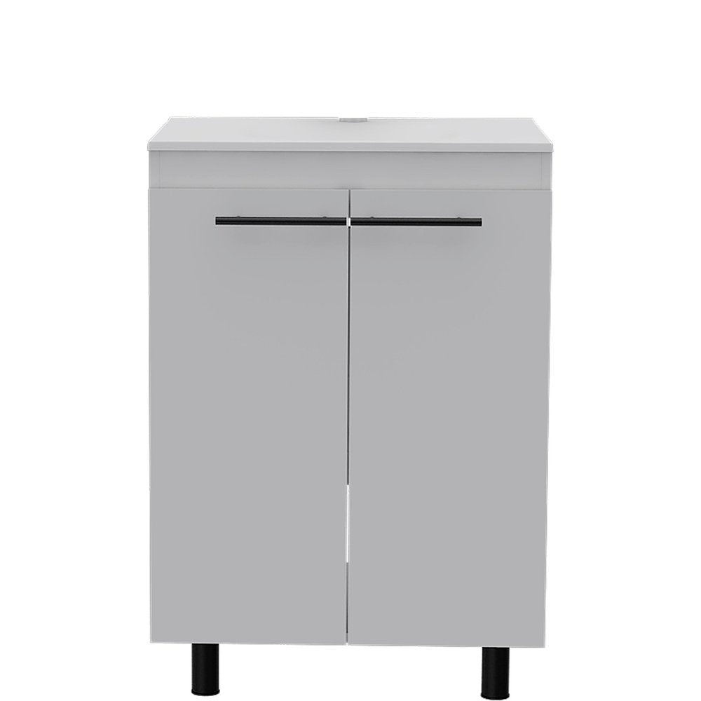 24" White Wood Freestanding Bathroom Vanity With Sink And Medicine Cabinet