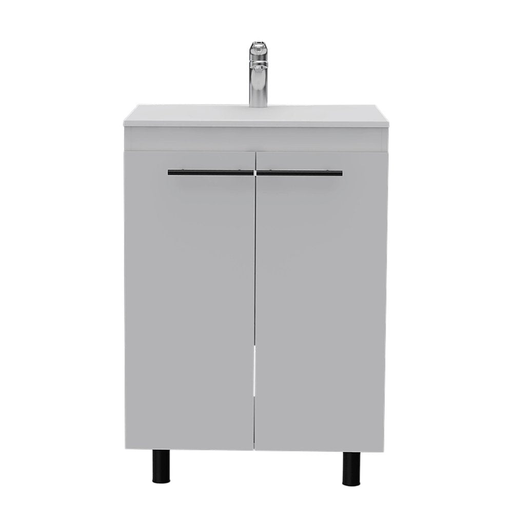 16" White Wood Freestanding Bathroom Vanity With Sink