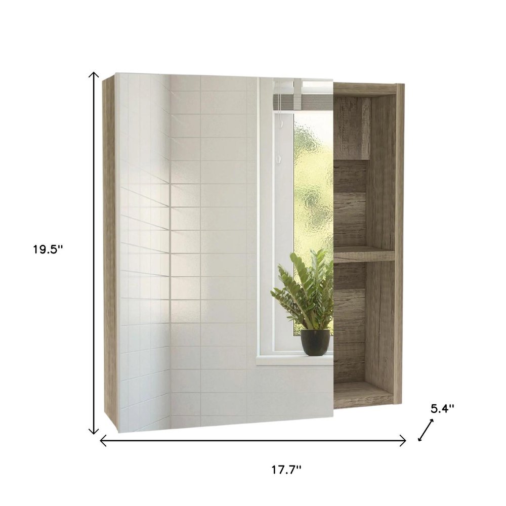 18" Natural Wood Freestanding Bathroom Vanity With White Sink And Medicine Cabinet With Mirror