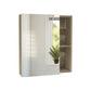 18" Natural Wood Freestanding Bathroom Vanity With White Sink And Medicine Cabinet With Mirror