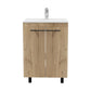 18" Natural Wood Freestanding Bathroom Vanity With White Sink And Medicine Cabinet With Mirror