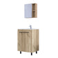 18" Natural Wood Freestanding Bathroom Vanity With White Sink And Medicine Cabinet With Mirror
