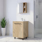 18" Natural Wood Freestanding Bathroom Vanity With White Sink And Medicine Cabinet With Mirror