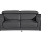 70" Dark Gray And Silver Metallic Leather Loveseat