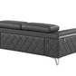 70" Dark Gray And Silver Metallic Leather Loveseat