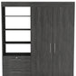 79" Gray Wood Two Door Three Drawer Combo Dresser