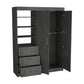 79" Gray Wood Two Door Three Drawer Combo Dresser