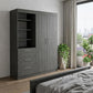 79" Gray Wood Two Door Three Drawer Combo Dresser