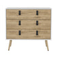 32" White and Natural Three Drawer Dresser