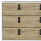 32" White and Natural Three Drawer Dresser