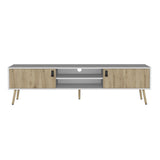 71" White And Beige Enclosed And Open Storage TV Stand