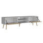 71" White And Beige Enclosed And Open Storage TV Stand