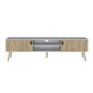 71" White And Beige Enclosed And Open Storage TV Stand