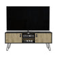 48" Beige and Black Cabinet Open And Enclosed Storage TV Stand