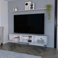 71" White Cabinet Open And Enclosed Storage TV Stand