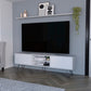 71" White Cabinet Open And Enclosed Storage TV Stand