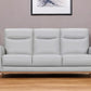 83" Gray Leather Sofa With Brown Legs