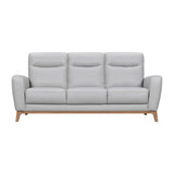 83" Gray Leather Sofa With Brown Legs