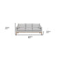 87" Gray Leather Sofa And Toss Pillows With Brown Legs