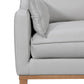 87" Gray Leather Sofa And Toss Pillows With Brown Legs