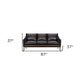 87" Dark Brown Leather Sofa And Toss Pillows With Brown Legs