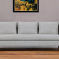85" Gray Leather Sofa With Brown Legs
