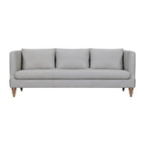 85" Gray Leather Sofa With Brown Legs