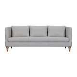 85" Gray Leather Sofa With Brown Legs