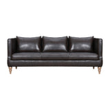 85" Dark Brown Leather Sofa With Brown Legs
