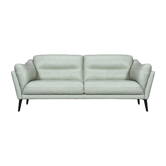 87" Mint Green Leather Sofa With Black Legs