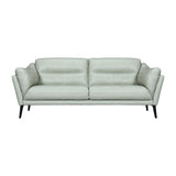 87" Mint Green Leather Sofa With Black Legs