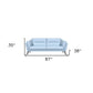 87" Sky Blue Leather Sofa With Black Legs